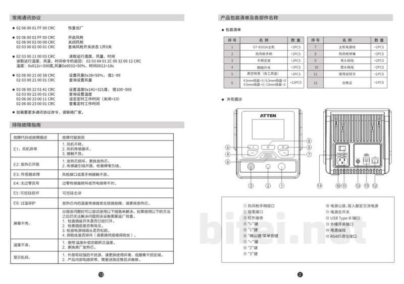 安泰信 智能物联网热风拆焊台 GT-8102A - 使用说明书预览图3