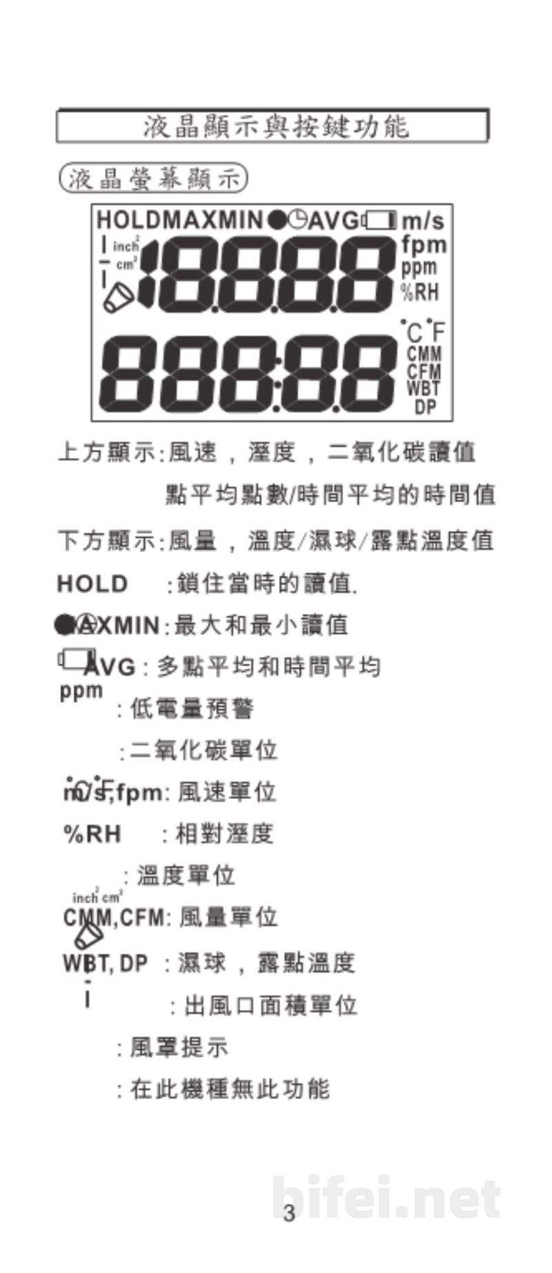 台湾衡欣 超灵敏大扇叶蓝牙风速计 89161/89171/89191 - 使用说明书预览图4