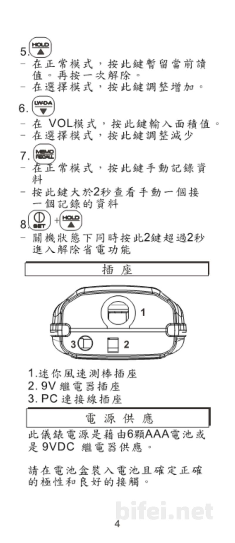 台湾衡欣 高精度多功能风速计 8905 - 使用说明书预览图5