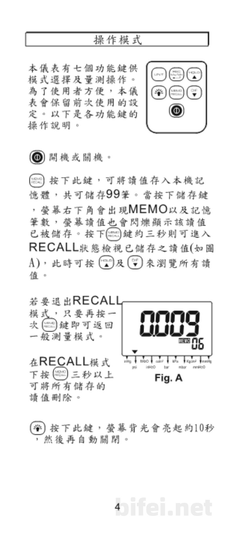 台湾衡欣 1 PSI经济型数位式压差计 82012/82062/82152 - 使用说明书预览图5