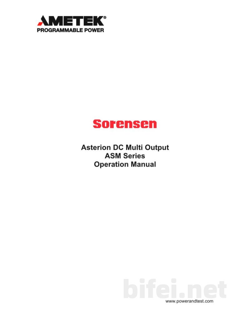 阿美特克 直流电源 Asterion ASM系列 - 使用说明书预览图1