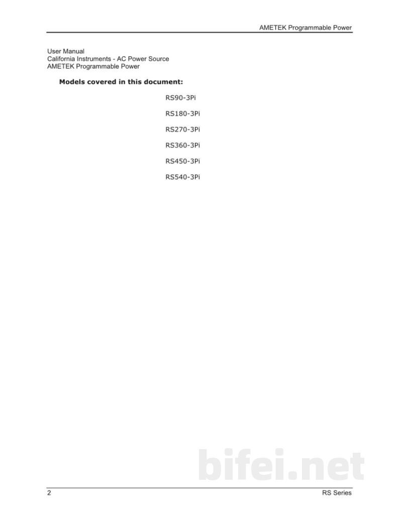 阿美特克 交流电源 RS系列 - 使用说明书预览图2