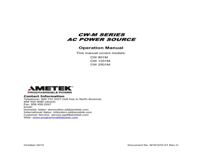 阿美特克 交流电源 CW系列 - 使用说明书