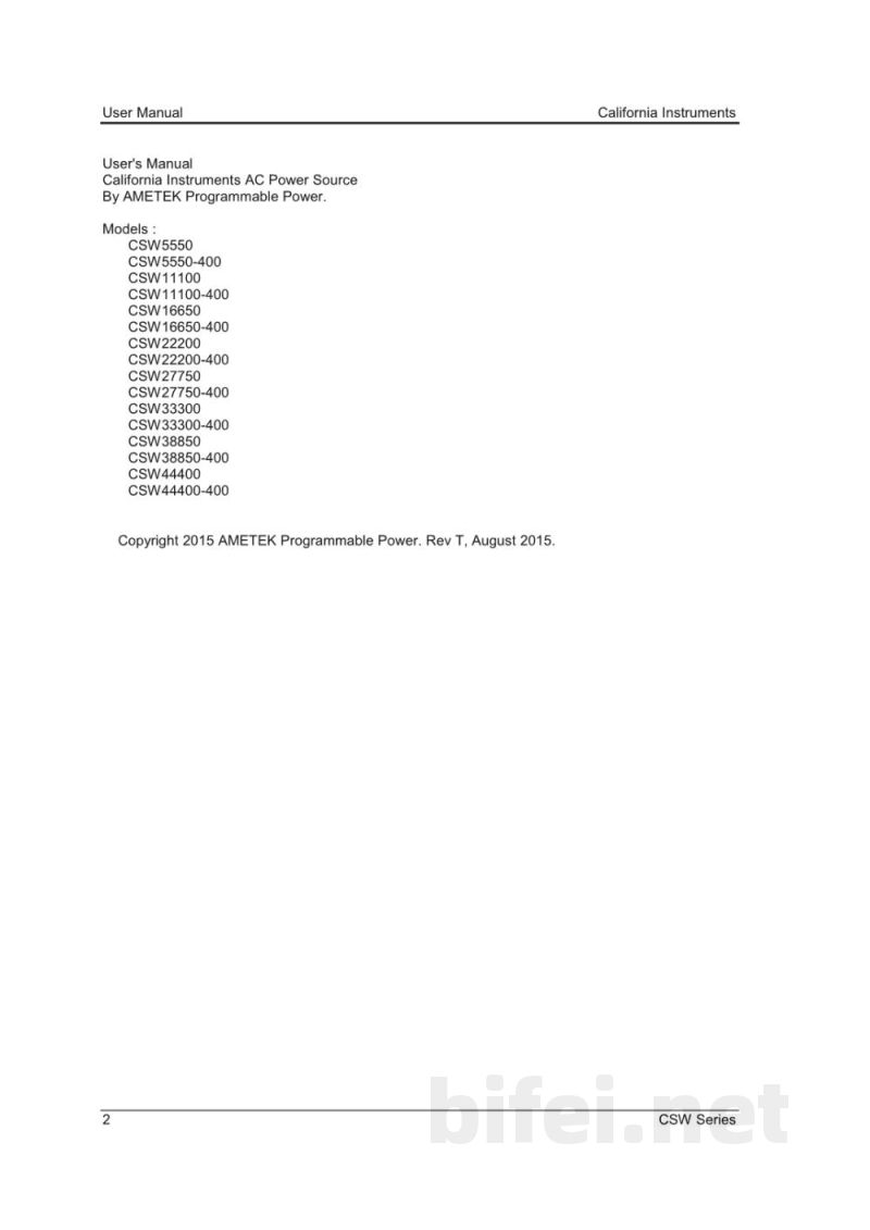 阿美特克 交流电源 CSW系列 - 英文使用说明书预览图2