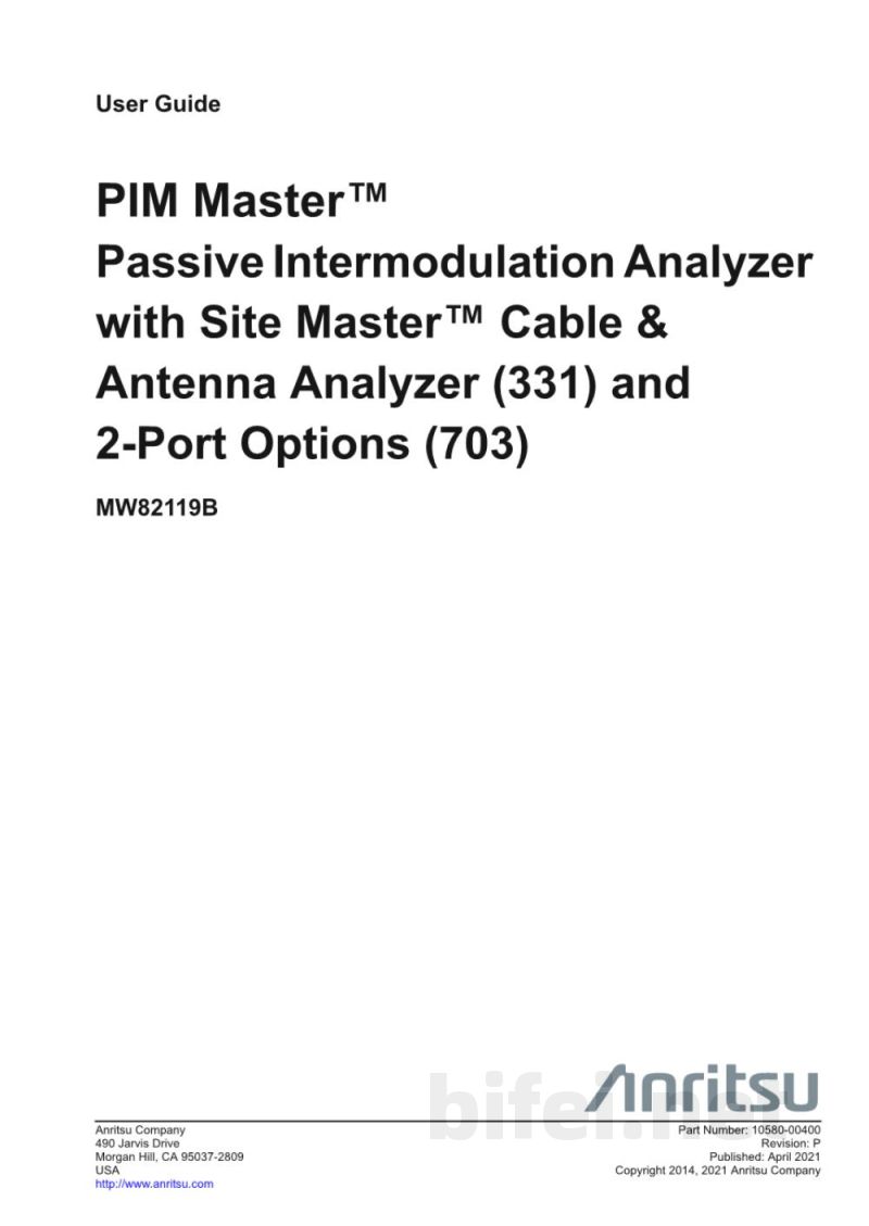 说明书-安立 PIM Master B系列PIM分析仪预览图1