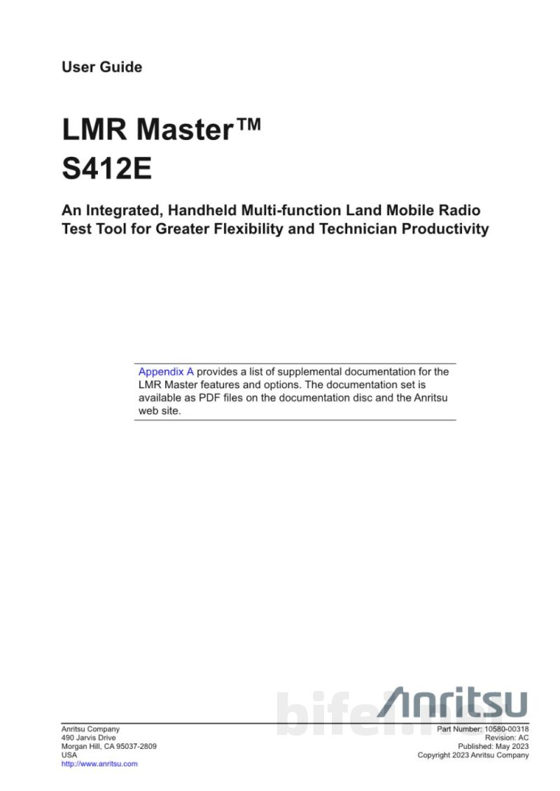 说明书-安立 S412E-LMR Master™ 陆地移动无线电调制分析仪预览图1