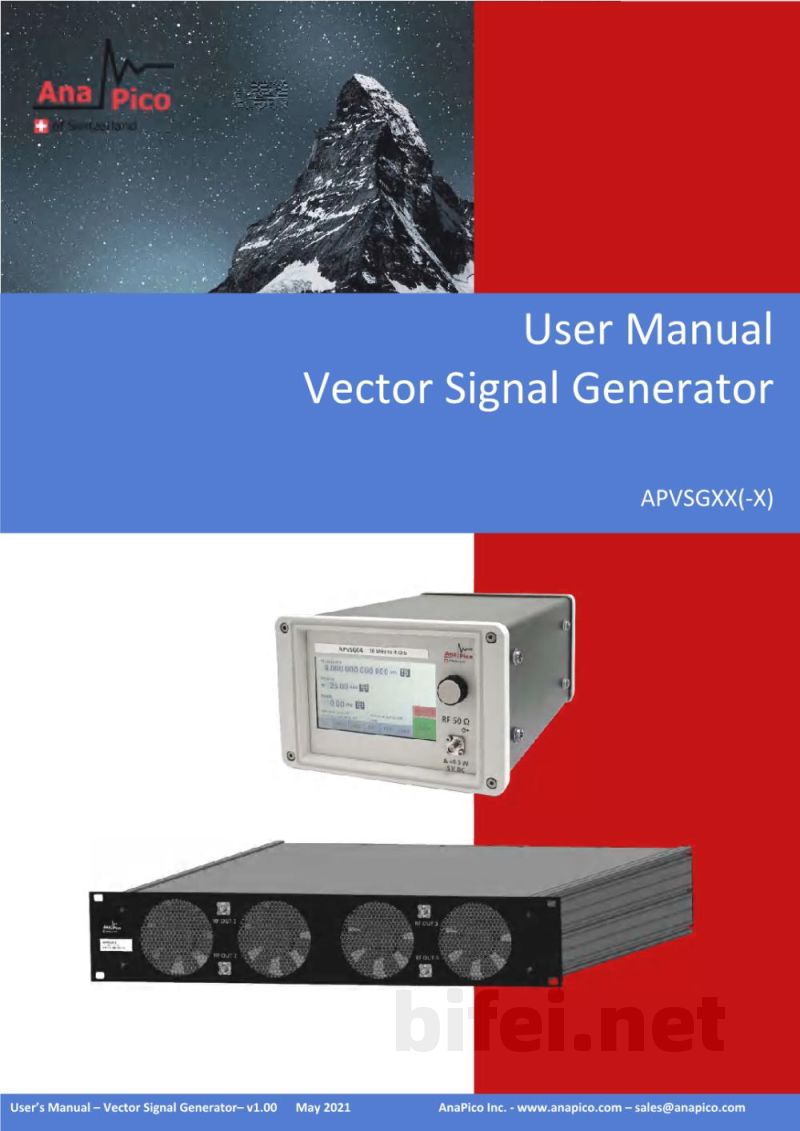 用户手册-安铂克 APVSGXX(-X) 矢量信号发生器预览图1