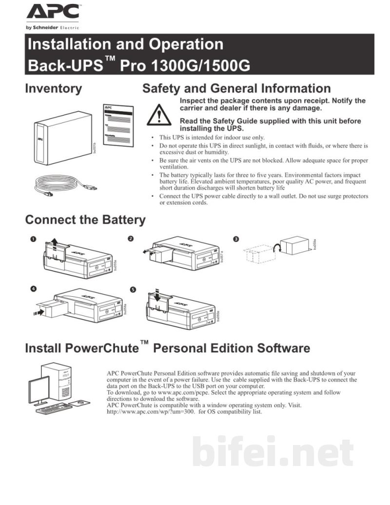 用户手册-APC BR1500G备用电池预览图1