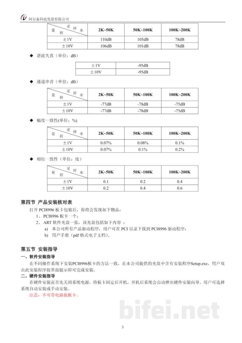 使用说明书-北京阿尔泰 PCI8996 同步采集卡 预览图4