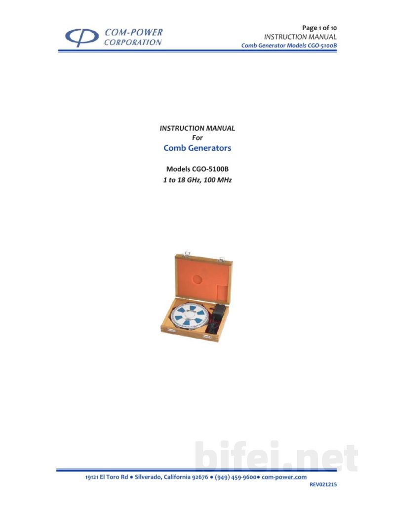 英文使用说明书-美国Com-Power CGO-5100B 梳状发生器 预览图1