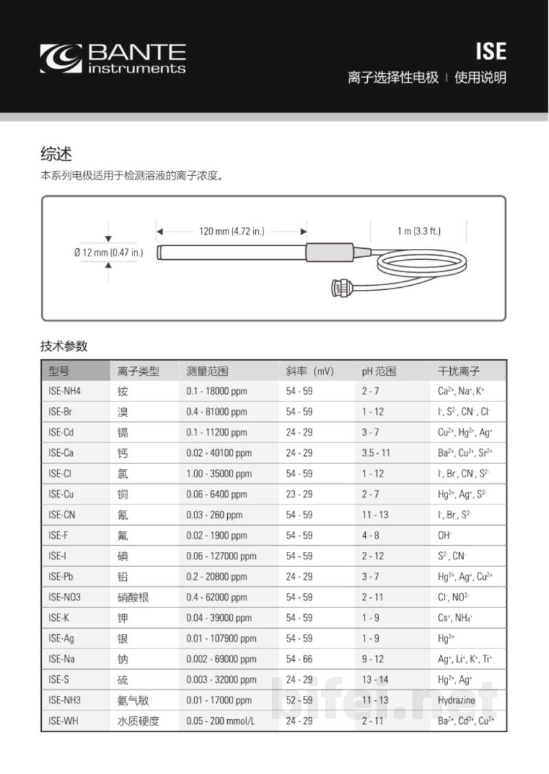 说明书-上海般特 离子选择性电极预览图1