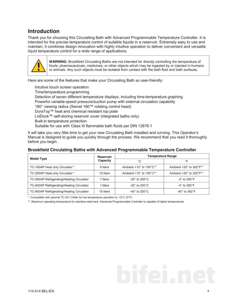 阿美特克-博勒飞 水浴 TC-150（带有AP控制器） - 操作说明预览图5